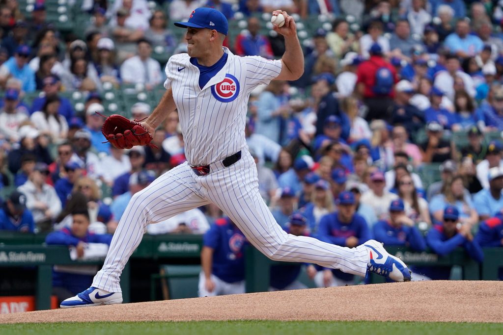 Jun 14, 2025; Chicago, Illinois, USA; Chicago Cubs pitcher Matthew Boyd (16) throws the ball against the Pittsburgh Pirates during the first inning at Wrigley Field. Mandatory Credit: David Banks-Imagn Images