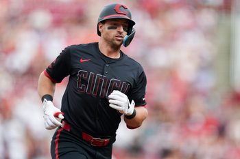 Cincinnati Reds first baseman Spencer Steer (7) runs the bases after hitting a homer in the second inning of a MLB game between the Cincinnati Reds and San Diego Padres, Friday, June 27, 2025, at Great American Ball Park in Downtown Cincinnati.
