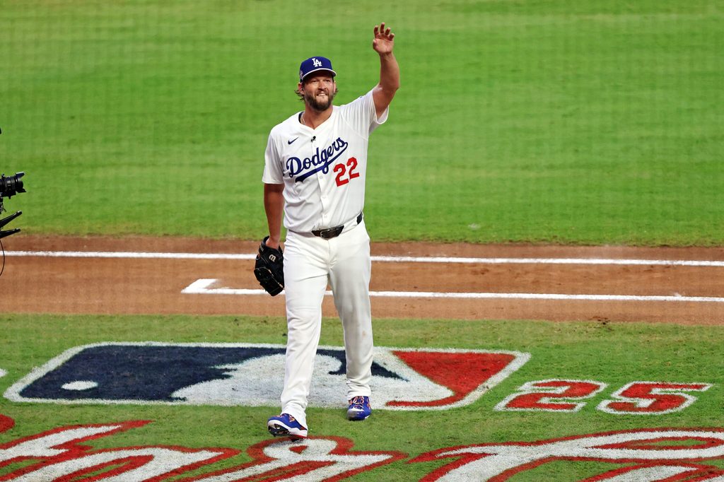 Jul 15, 2025; Cumberland, Georgia, USA; National League pitcher Clayton Kershaw (22) of the Los Angeles Dodgers leaves the game  during the first inning during the 2025 MLB All Star Game at Truist Park. Mandatory Credit: Jordan Godfree-Imagn Images