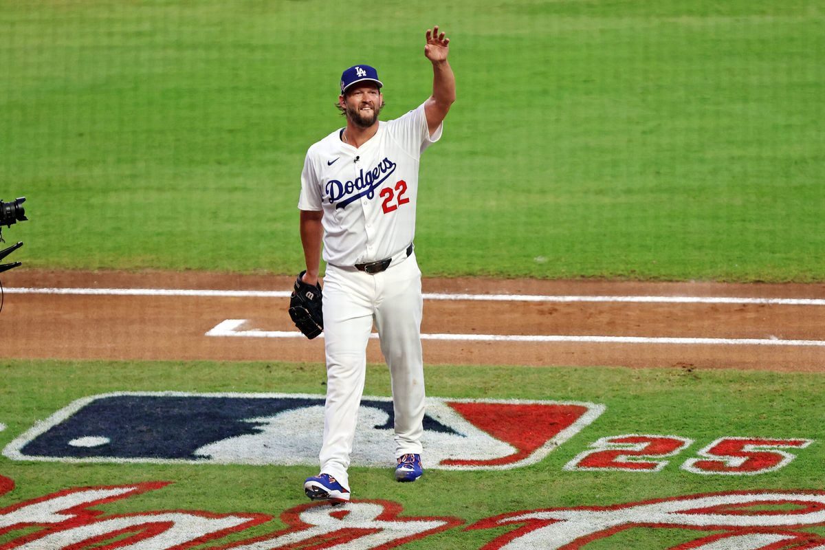 Jul 15, 2025; Cumberland, Georgia, USA; National League pitcher Clayton Kershaw (22) of the Los Angeles Dodgers leaves the game during the first inning during the 2025 MLB All Star Game at Truist Park. Mandatory Credit: Jordan Godfree-Imagn Images