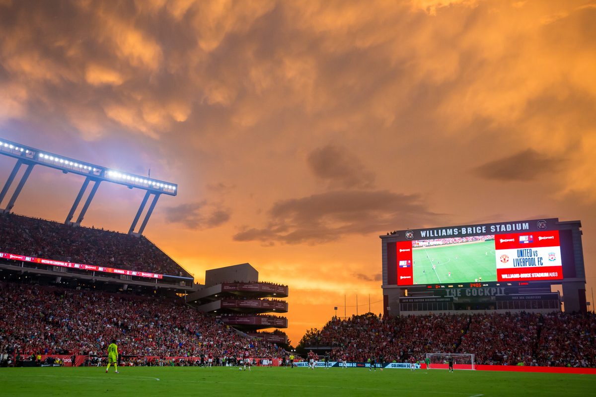 Aug 3, 2024; Columbia, South Carolina, USA;  The match between Liverpool and Manchester United at Williams-Brice Stadium. Mandatory Credit: Jeff Blake-Imagn Images