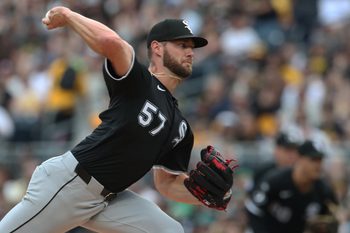 Jul 19, 2025; Pittsburgh, Pennsylvania, USA;  Chicago White Sox starting pitcher Adrian Houser (57) delivers a pitch against the Pittsburgh Pirates during the first inning at PNC Park. Mandatory Credit: Charles LeClaire-Imagn Images