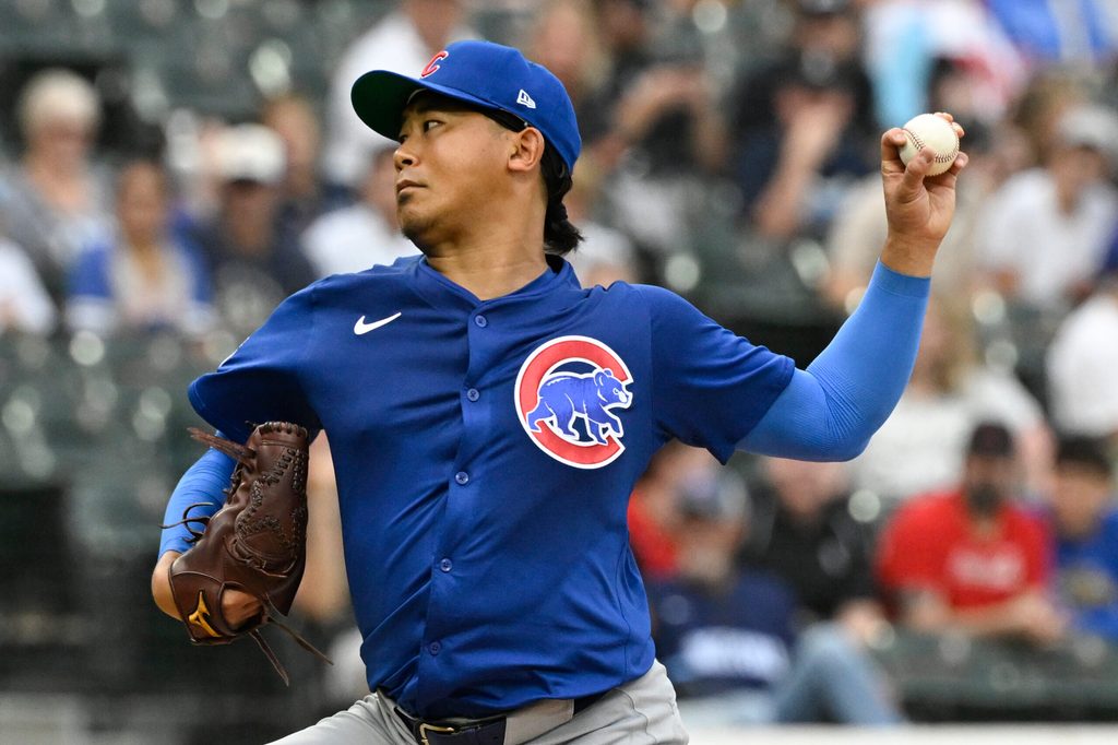 Jul 25, 2025; Chicago, Illinois, USA; Chicago Cubs pitcher Shota Imanaga (18) delivers during the first inning against the Chicago White Sox at Rate Field. Mandatory Credit: Matt Marton-Imagn Images