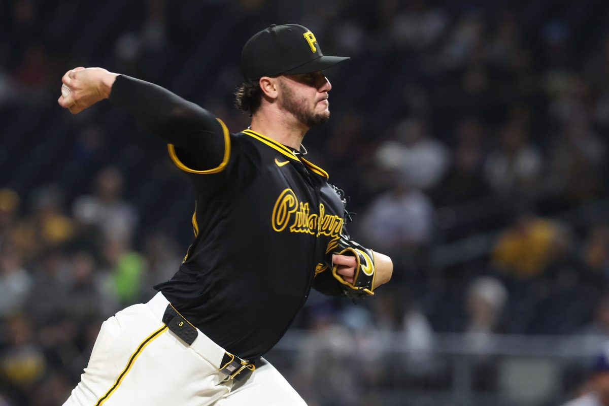 Sep 4, 2025; Pittsburgh, Pennsylvania, USA; Pittsburgh Pirates starting pitcher Paul Skenes (30) pitches against the Los Angeles Dodgers during the sixth inning at PNC Park. Mandatory Credit: Charles LeClaire-Imagn Images