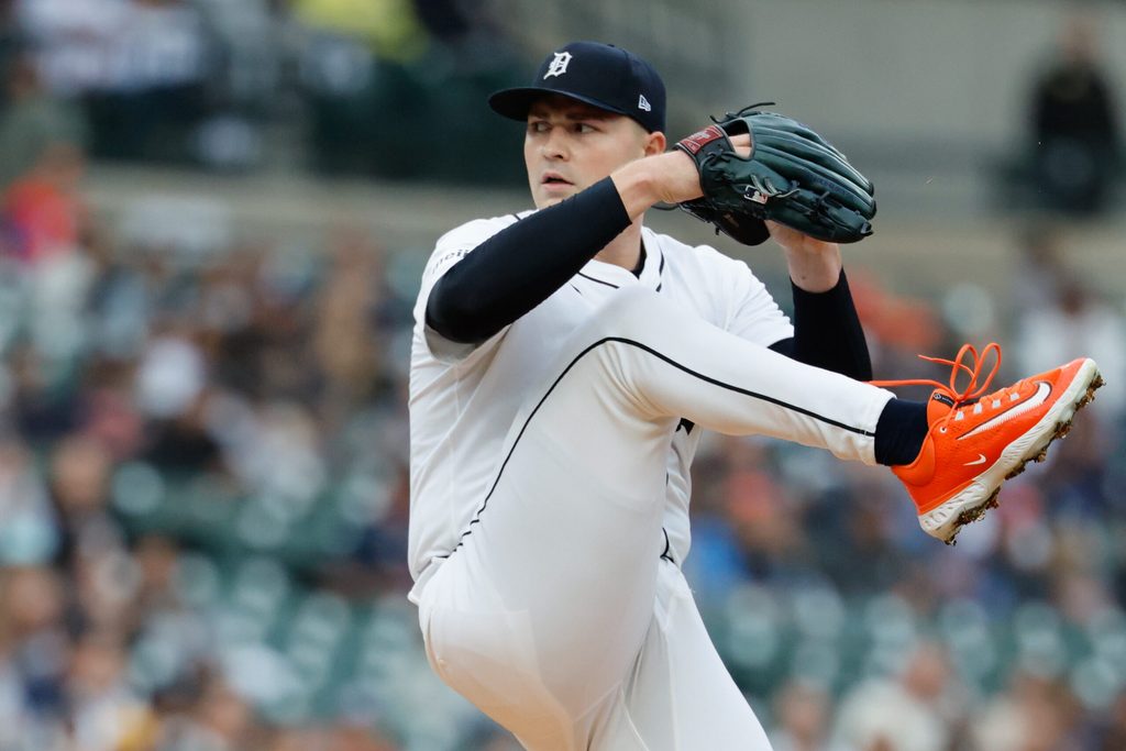Sep 6, 2025; Detroit, Michigan, USA; Detroit Tigers pitcher Tarik Skubal (29) pitches in the first inning against the Chicago White Sox at Comerica Park. Mandatory Credit: Rick Osentoski-Imagn Images