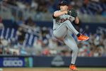 Sep 12, 2025; Miami, Florida, USA; Detroit Tigers starting pitcher Tarik Skubal (29) delivers a pitch against the Miami Marlins during the first inning at loanDepot Park. Mandatory Credit: Sam Navarro-Imagn Images