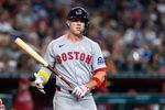 Sep 7, 2025; Phoenix, Arizona, USA; Boston Red Sox first baseman Romy Gonzalez against the Arizona Diamondbacks at Chase Field. Mandatory Credit: Mark J. Rebilas-Imagn Images