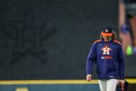 Sep 21, 2025; Houston, Texas, USA; Houston Astros relief pitcher Steven Okert (48) walks to the dugout after the Seattle Mariners defeated the Houston Astros at Daikin Park. Mandatory Credit: Thomas Shea-Imagn Images