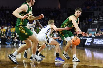 South Dakota State plays North Dakota State in the Summit League men   s semifinals on Monday, March 6, 2023, at the Denny Sanford Premier Center in Sioux Falls.

Summit Men Semis 009