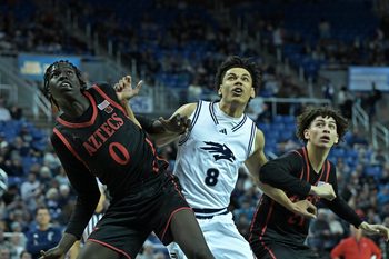 Images from San Diego State at Nevada men’s basketball game at Lawlor Events on Jan. 25, 2025. SDSU won 69-50.