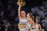 Feb 15, 2025; Atlanta, Georgia, USA; A Georgia Tech Yellow Jackets cheerleader performs against the California Golden Bears in the second half at McCamish Pavilion. Mandatory Credit: Brett Davis-Imagn Images