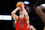 Mar 23, 2025; Cleveland, OH, USA; St. Mary's Gaels forward Paulius Murauskas (23) shoots the ball in the first half against the Alabama Crimson Tide during the NCAA Tournament Second Round at Rocket Arena. Mandatory Credit: Rick Osentoski-Imagn Images