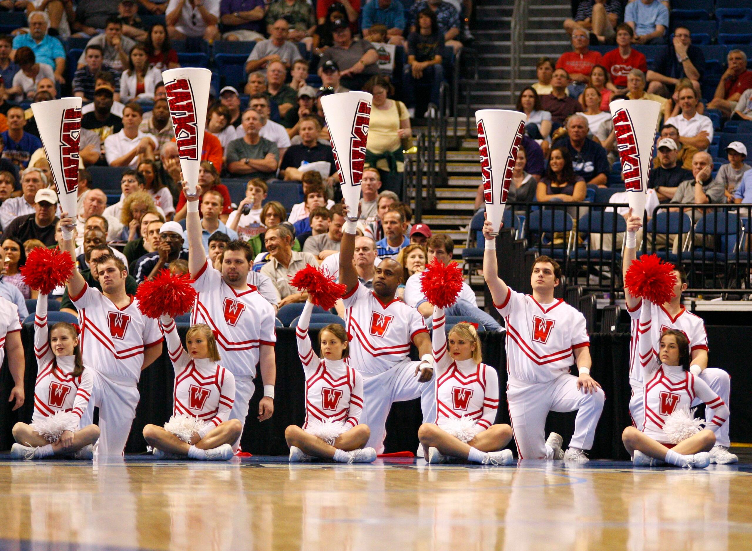 Mar 23, 2008; Tampa, FL, USA; Cheerleaders for the Western Kentucky Hilltoppers perform against the San Diego Toreros in the second half during the second round of the 2008 NCAA Division I Mens Basketball Championship at the St. Pete Times Forum. Western Kentucky beat San Diego 72 - 63. Mandatory Credit: Kim Klement-Imagn Images