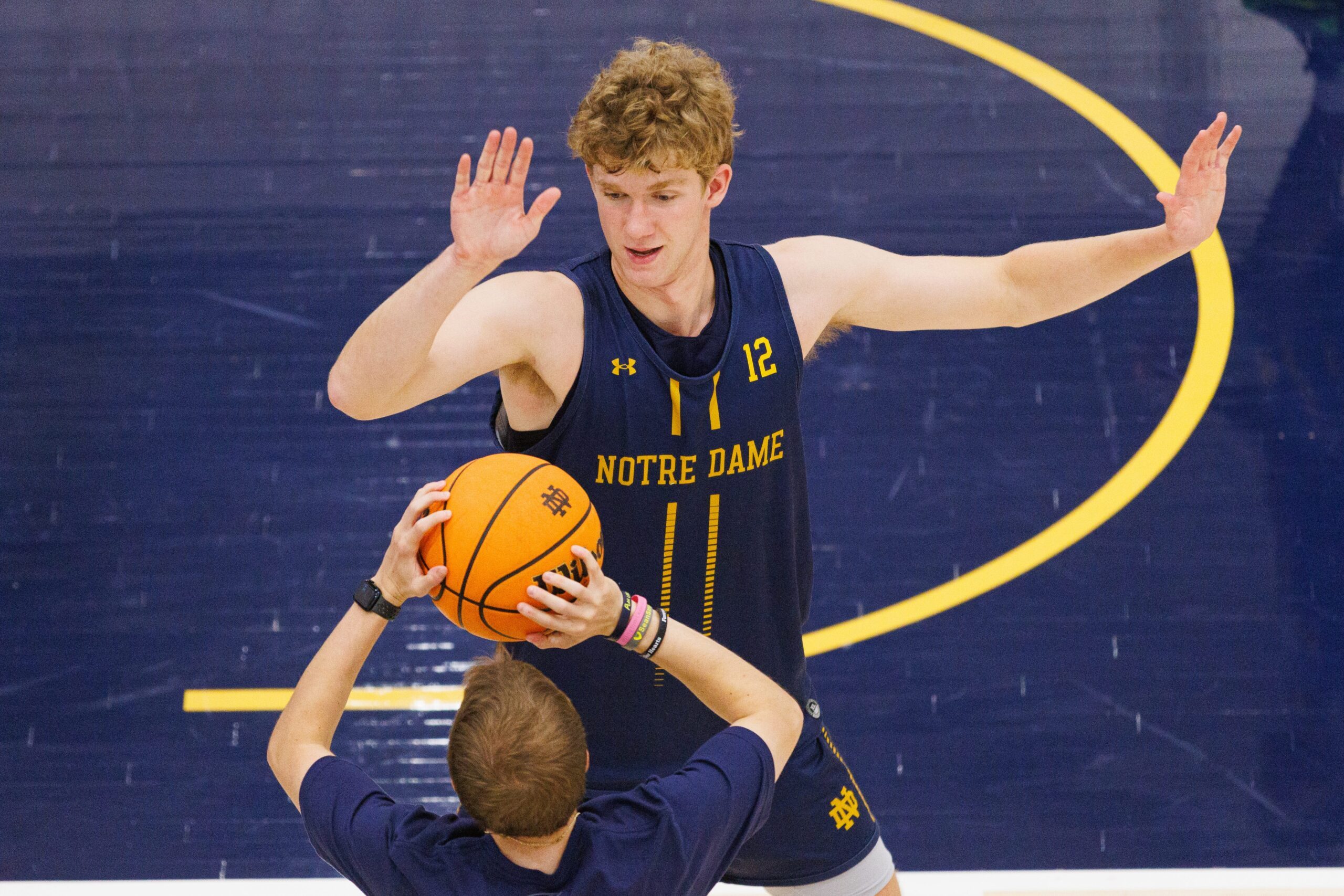Notre Dame forward Garrett Sundra (12) during a men's basketball practice at Rolfs Athletics Hall on Wednesday, Oct. 22, 2025, in South Bend.