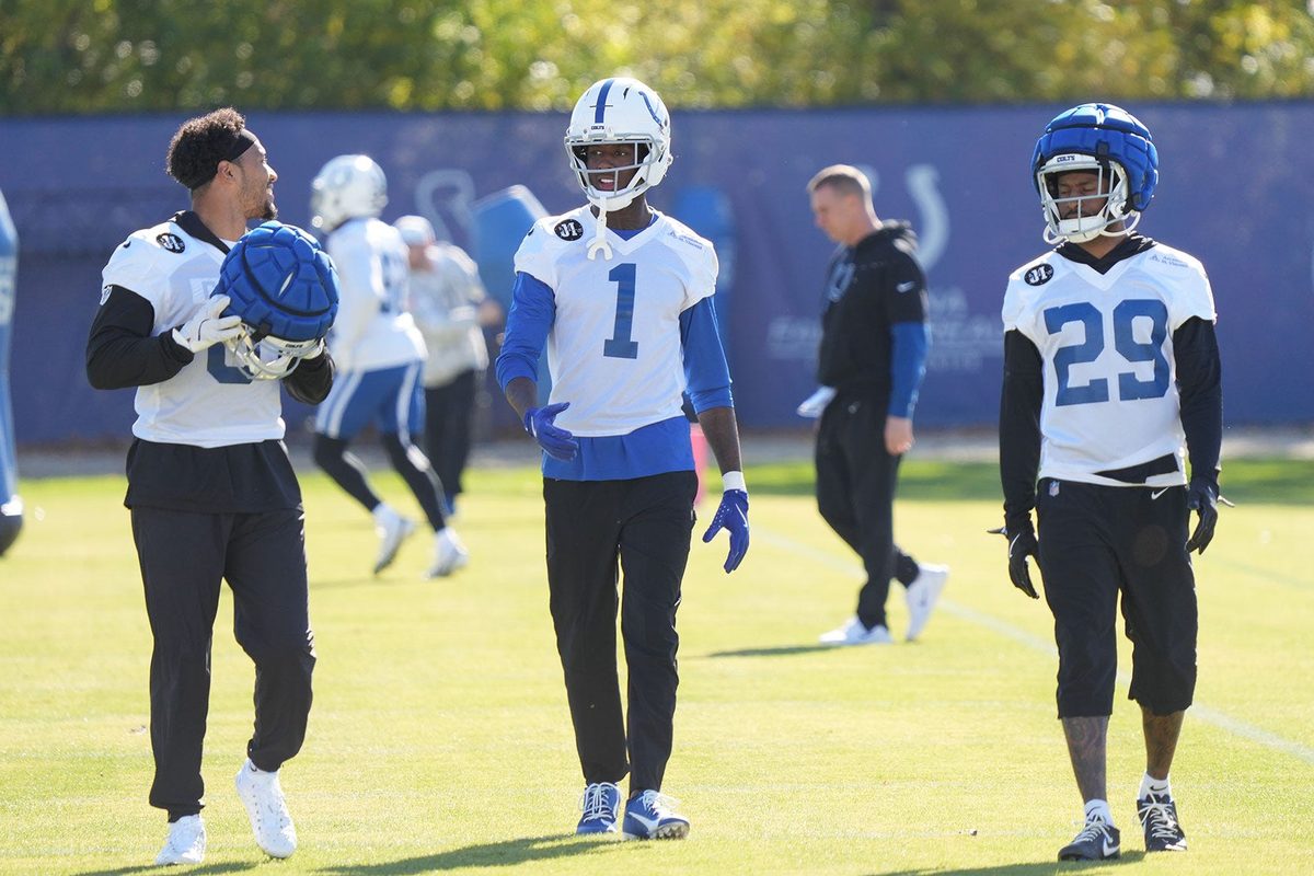 Indianapolis Colts cornerback Sauce Gardner runs through drills on Thursday, November 6, 2025.