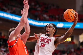 Texas Tech's JT Toppin looks to score against Sam Houston during a nonconference men's basketball game, Friday, Nov. 7, 2025, at United Supermarkets Arena.