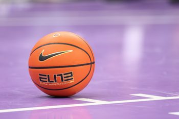 Nov 21, 2025; Salt Lake City, Utah, USA; A general view of the ball used during the game between the BYU Cougars and the Wisconsin Badgers at Delta Center. Mandatory Credit: Rob Gray-Imagn Images