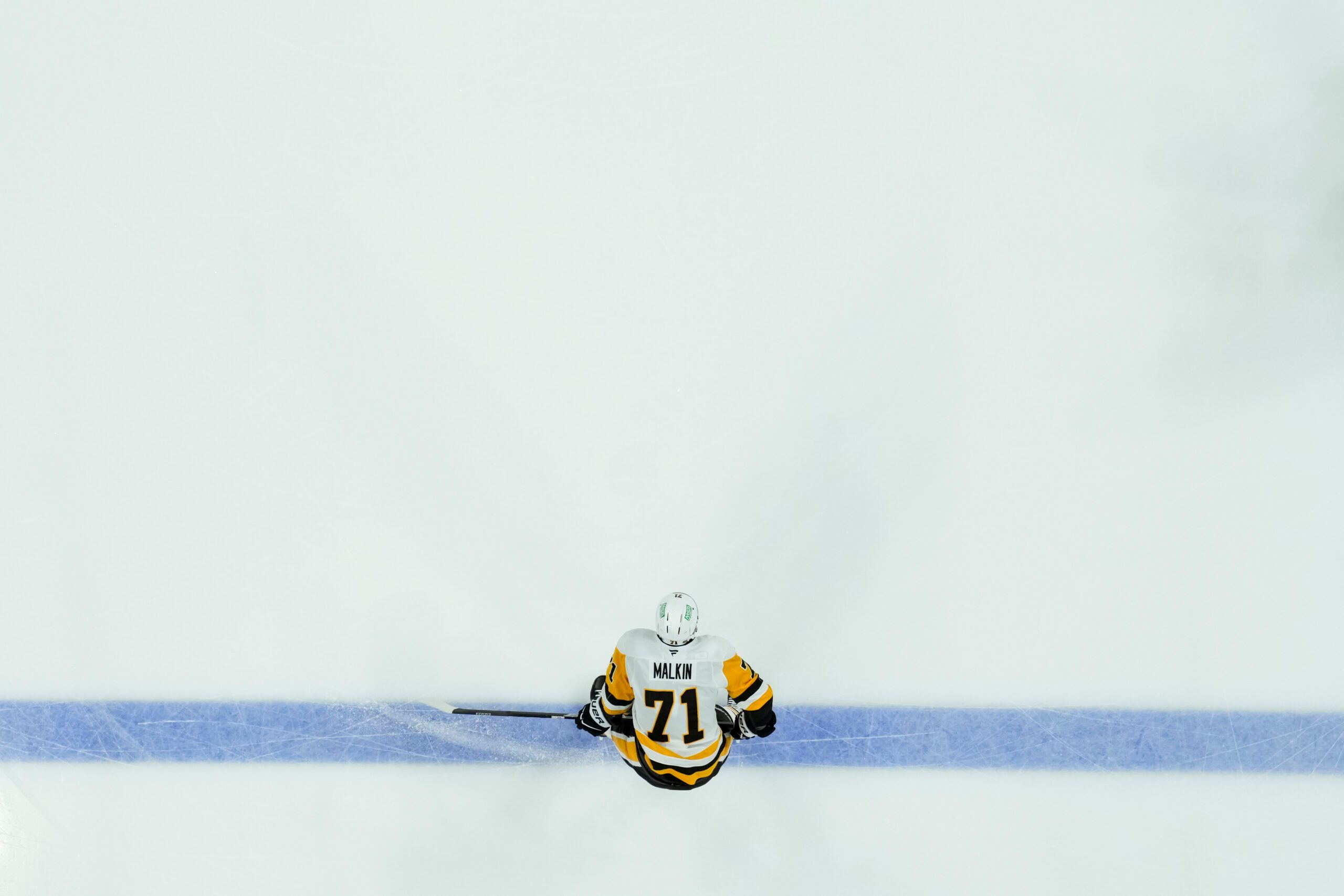 Nov 28, 2025; Columbus, Ohio, USA;  Pittsburgh Penguins center Evgeni Malkin (71) stretches during warmups before the game against the Columbus Blue Jackets at Nationwide Arena. Mandatory Credit: Aaron Doster-Imagn Images