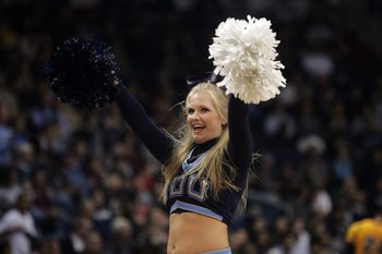 Jan 5, 2012; Norfolk, VA, USA; An Old Dominion Monarchs cheerleader performs during a time out against the George Mason Patriots at the Ted Constant Convocation Center. Mandatory Credit: Peter Casey-Imagn Images