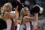 Mar 21, 2013; San Jose, CA, USA; Montana Grizzlies cheerleaders performs during a timeout against the Syracuse Orange during the first half of the second round of the 2013 NCAA tournament at HP Pavilion. Mandatory Credit: Kelley L Cox-Imagn Images