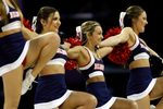 Mar 20, 2015; Charlotte, NC, USA; The Belmont Bruins cheerleaders perform during the first half against the Virginia Cavaliers in the second round of the 2015 NCAA Tournament at Time Warner Cable Arena. Mandatory Credit: Jeremy Brevard-Imagn Images