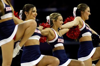 Mar 20, 2015; Charlotte, NC, USA; The Belmont Bruins cheerleaders perform during the first half against the Virginia Cavaliers in the second round of the 2015 NCAA Tournament at Time Warner Cable Arena. Mandatory Credit: Jeremy Brevard-Imagn Images