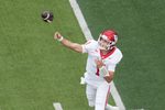 Nov 29, 2025; Waco, Texas, USA;  Houston Cougars quarterback Conner Weigman (1) passes the ball against the Baylor Bears during the first half at McLane Stadium. Mandatory Credit: Chris Jones-Imagn Images