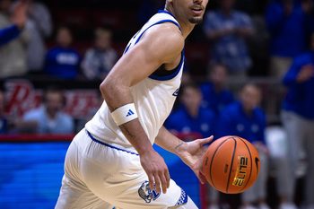 Drake's Jalen Quinn (3) is seen against Georgia Tech during the Emerald Coast Classic 3rd-place game at Raider Arena in Niceville, Fla., Nov. 29, 2025. Drake won the game 84-74. (Tyler Orsburn/News Herald)