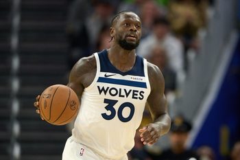 Dec 12, 2025; San Francisco, California, USA; Minnesota Timberwolves forward Julius Randle (30) brings the ball upcourt against the Golden State Warriors during the third quarter at Chase Center. Mandatory Credit: Robert Edwards-Imagn Images