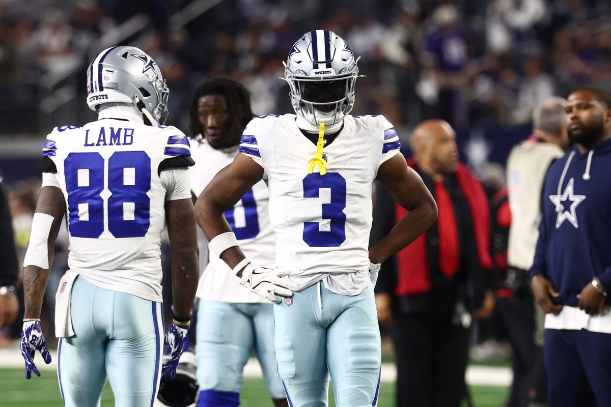 Dec 14, 2025; Arlington, Texas, USA; Dallas Cowboys wide receiver George Pickens (3) warms up before a game against the Minnesota Vikings at AT&T Stadium. Mandatory Credit: Kevin Jairaj-Imagn Images