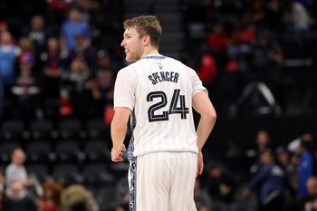 Dec 15, 2025; Inglewood, California, USA;  Memphis Grizzlies guard Cam Spencer (24) reacts during the second half against the Los Angeles Clippers at Intuit Dome. Mandatory Credit: Kiyoshi Mio-Imagn Images