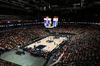 Dec 20, 2025; Iowa City, Iowa, USA;  A general view of Casey’s Center during the first half between the Iowa Hawkeyes and the Bucknell Bison. Mandatory Credit: Jeffrey Becker-Imagn Images