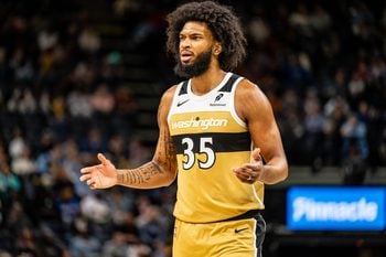 Dec 20, 2025; Memphis, Tennessee, USA; Washington Wizards Forward Marvin Bagley III (35) questions the foul call made against him in the third quarter against the Memphis Grizzlies at FedExForum. Mandatory Credit: Matthew Smith-Imagn Images