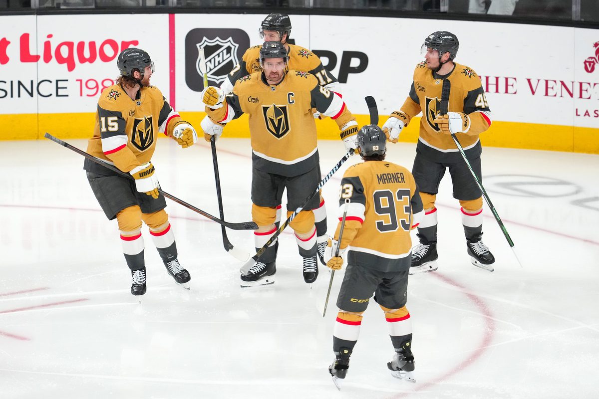 Dec 29, 2025; Las Vegas, Nevada, USA; Vegas Golden Knights right wing Mark Stone (61) celebrates after scoring a goal against the Minnesota Wild during the third period at T-Mobile Arena. Mandatory Credit: Stephen R. Sylvanie-Imagn Images