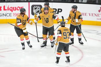 Dec 29, 2025; Las Vegas, Nevada, USA; Vegas Golden Knights right wing Mark Stone (61) celebrates after scoring a goal against the Minnesota Wild during the third period at T-Mobile Arena. Mandatory Credit: Stephen R. Sylvanie-Imagn Images
