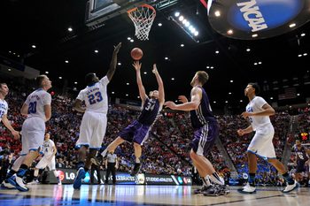 Mar 23, 2014; San Diego, CA, USA; Stephen F. Austin Lumberjacks forward Jacob Parker (34) shoots against the UCLA Bruins in the second half of a men's college basketball game during the third round of the 2014 NCAA Tournament at Viejas Arena. Mandatory Credit: Robert Hanashiro-Imagn Images