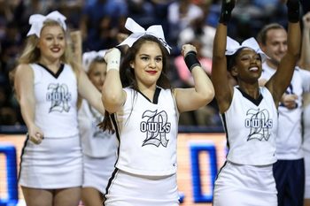 Jan 14, 2017; Houston, TX, USA; Rice Owls cheerleaders perform during the second half against the North Texas Mean Green at Tudor Fieldhouse. Mandatory Credit: Troy Taormina-Imagn Images
