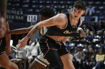 t Charleston's Lazar Djokovic in Sunday's game at the Ryan Center.