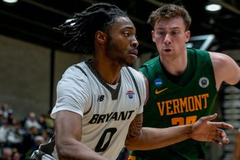 Earl Timberlake Bryant mens basketball. Bryant beats Vermont