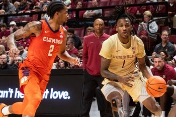 The Florida State mens basketball team competes to win their second matchup of the season against the Clemson Tigers at Donald L. Tucker Civic Center Saturday, Feb. 15 2025.