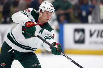 Jan 2, 2026; Anaheim, California, USA;  Minnesota Wild left wing Kirill Kaprizov (97) warms up prior to an NHL game against the Anaheim Ducks at Honda Center. Mandatory Credit: Kiyoshi Mio-Imagn Images