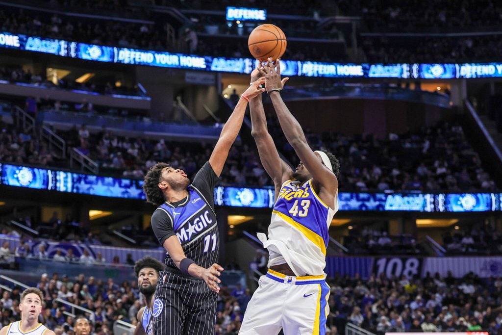 Jan 4, 2026; Orlando, Florida, USA; Indiana Pacers forward Pascal Siakam (43) shoots over Orlando Magic guard Jase Richardson (11) during the second half at Kia Center. Mandatory Credit: Mike Watters-Imagn Images