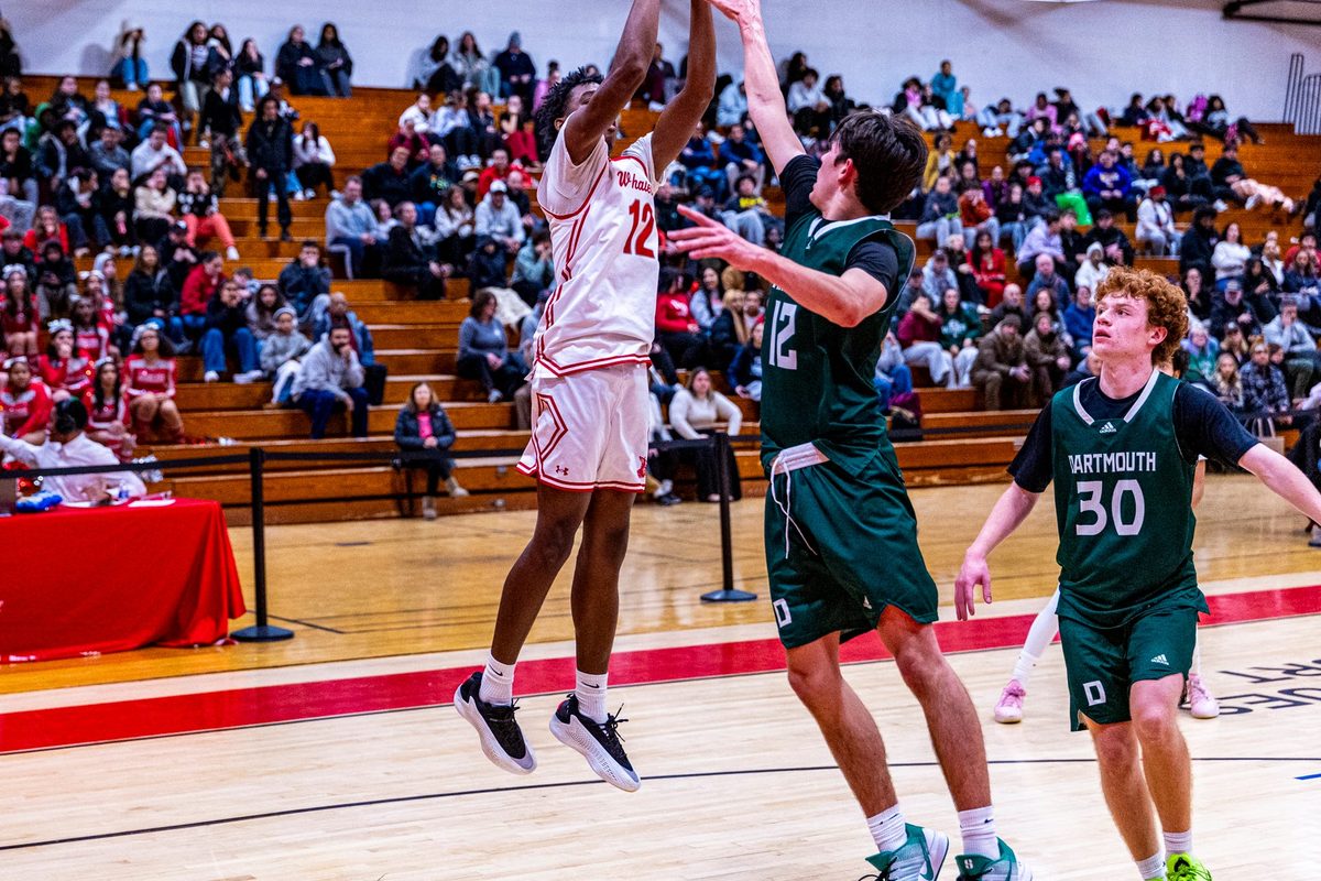 New Bedford's Samajae Ivy hits the baseline shot as New Bedford more then double up Dartmouth 89-44 at home on Monday, January 5th.