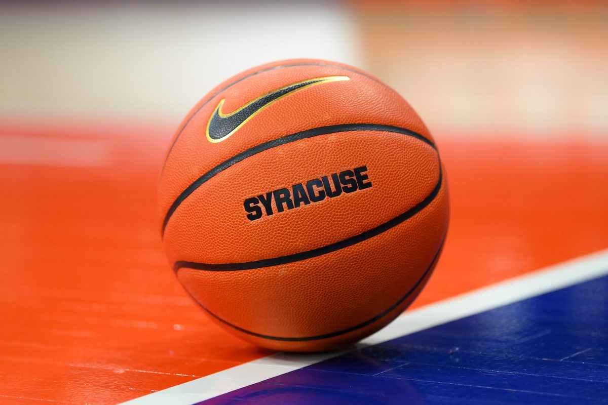 Jan 13, 2026; Syracuse, New York, USA; General view of a Nike Syracuse Orange basketball prior to the game  between the Florida State Seminoles and the Syracuse Orange at the JMA Wireless Dome. Mandatory Credit: Rich Barnes-Imagn Images