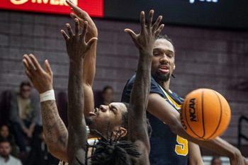 Iona's CJ Anthony is fouled during a MAAC basketball game against Canisius at Iona University in New Rochelle Jan. 11, 2026. Iona defeated Canisius 74-58.