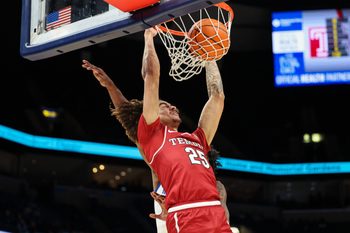 Jan 14, 2026; Memphis, Tennessee, USA; Temple Owls guard Aiden Tobiason (25) dunks the ball against the Memphis Tigers during the second half at FedExForum. Mandatory Credit: Wesley Hale-Imagn Images