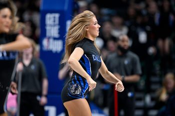 Jan 14, 2026; Dallas, Texas, USA; The Dallas Mavericks dancers perform during the game against the Denver Nuggets at the American Airlines Center. Mandatory Credit: Jerome Miron-Imagn Images