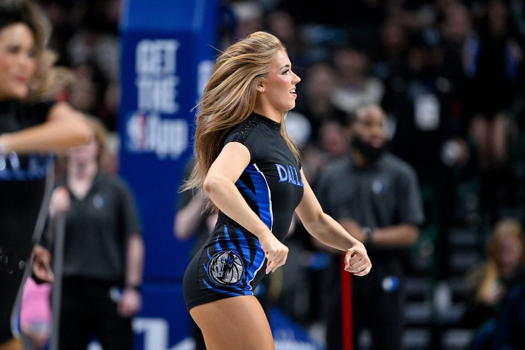 Jan 14, 2026; Dallas, Texas, USA; The Dallas Mavericks dancers perform during the game against the Denver Nuggets at the American Airlines Center. Mandatory Credit: Jerome Miron-Imagn Images