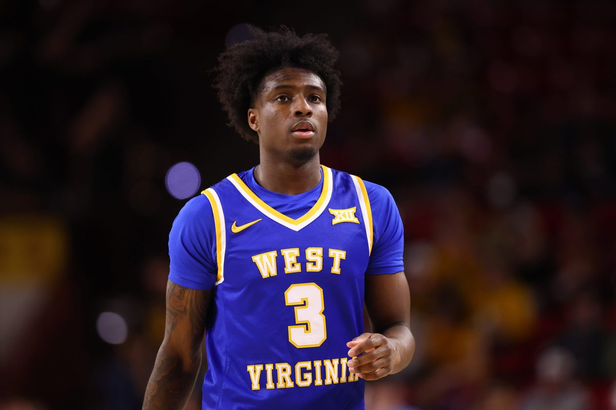 Jan 21, 2026; Tempe, Arizona, USA; West Virginia Mountaineers guard Honor Huff (3) against the Arizona State Sun Devils at Desert Financial Arena. Mandatory Credit: Mark J. Rebilas-Imagn Images
