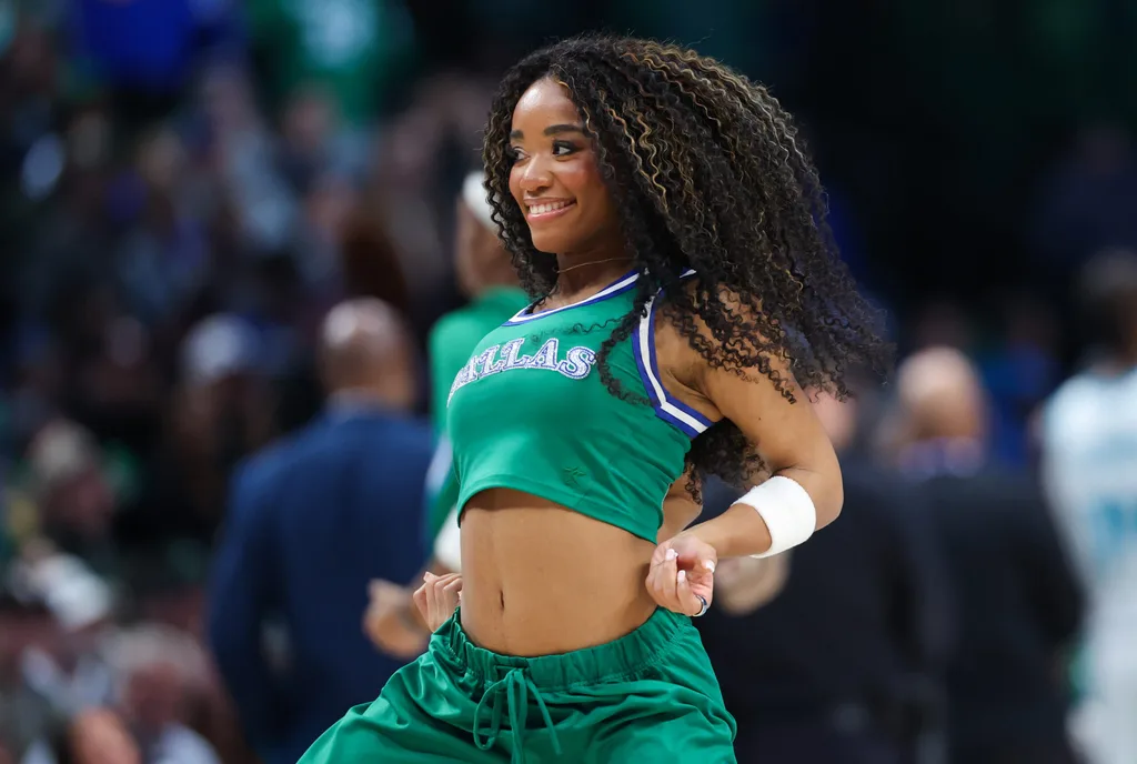 Jan 29, 2026; Dallas, Texas, USA; Dallas Mavericks dancer performs during the second half against the Charlotte Hornets at American Airlines Center. Mandatory Credit: Kevin Jairaj-Imagn Images